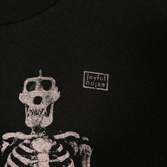 Joyful Noise Recordings Human Ape Skeleton Indie Hipster Black Pink T Shirt sz L - Picture 4 of 5